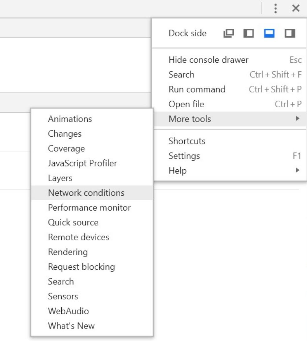 Open Network Conditions Menu